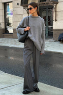 Jocelyn | Oversized Knit Sweater – Casual Crew Neck Drop Shoulder Long Sleeve