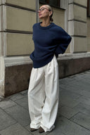 Jocelyn | Oversized Knit Sweater – Casual Crew Neck Drop Shoulder Long Sleeve