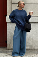 Jocelyn | Oversized Knit Sweater – Casual Crew Neck Drop Shoulder Long Sleeve