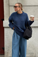 Jocelyn | Oversized Knit Sweater – Casual Crew Neck Drop Shoulder Long Sleeve