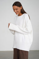 Jocelyn | Oversized Knit Sweater – Casual Crew Neck Drop Shoulder Long Sleeve