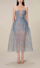 Joelle | Strapless Lace Sequin Midi – Sweetheart Sheer Tulle Formal Dress