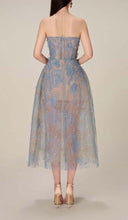 Joelle | Strapless Lace Sequin Midi – Sweetheart Sheer Tulle Formal Dress