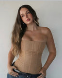 Jolie | Strapless Corset Bustier – Boned Waist Length Going Out Evening Top