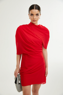 Josephine | High Neck Asymmetric Mini – Draped Overlay Bodycon Cocktail Party Dress