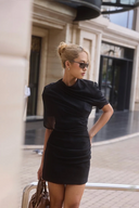 Josephine | High Neck Asymmetric Mini – Draped Overlay Bodycon Cocktail Party Dress