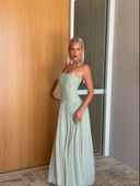 Judith | Strapless Pleated Maxi Dress – Summer Event Ruched Bodice Drop Waist