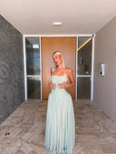 Judith | Strapless Pleated Maxi Dress – Summer Event Ruched Bodice Drop Waist