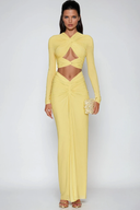 Juliet | Cut Out Twist Knot Maxi – Long Sleeve Ruched Summer Holiday Dress