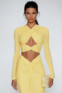 Juliet | Cut Out Twist Knot Maxi – Long Sleeve Ruched Summer Holiday Dress