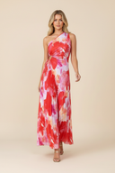 Juniper | Floral Pleated Maxi – One Shoulder Ruched Cut Out Wedding Guest Dress