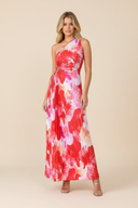 Juniper | Floral Pleated Maxi – One Shoulder Ruched Cut Out Wedding Guest Dress