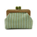 Kaia | Woven Striped Clutch – Summer Event Wood Frame Handheld Top Clasp