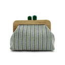 Kaia | Woven Striped Clutch – Summer Event Wood Frame Handheld Top Clasp