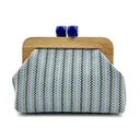 Kaia | Woven Striped Clutch – Summer Event Wood Frame Handheld Top Clasp