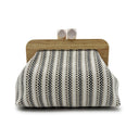 Kaia | Woven Striped Clutch – Summer Event Wood Frame Handheld Top Clasp