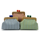 Kaia | Woven Striped Clutch – Summer Event Wood Frame Handheld Top Clasp