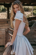 Kailey | Corset Mini Dress – Puff Sleeve Lace Up Square Neck Summer Party