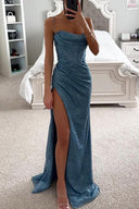 Kaliyah | Sequin Spaghetti Strap Maxi – Corset Bodice Split Formal Evening Prom Dress