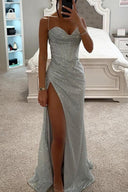 Kaliyah | Sequin Spaghetti Strap Maxi – Corset Bodice Split Formal Evening Prom Dress