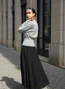 Kallie | Ribbed Knit Sweater – Casual Crew Neck Front Slit Long Sleeve
