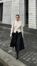 Kallie | Ribbed Knit Sweater – Casual Crew Neck Front Slit Long Sleeve