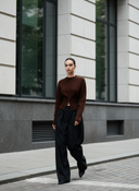 Kallie | Ribbed Knit Sweater – Casual Crew Neck Front Slit Long Sleeve