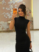Kamari | Mock Neck Maxi Dress – Evening Sleeveless Floor Length Side Ruching