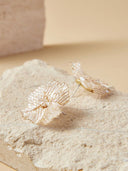 Kamryn | Beaded Flower Stud Earrings – Layered Petal Statement Cluster Shape