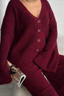 Karsyn | Ribbed Knit Two Piece Set – Lounge Button Front Wide Leg Pants