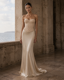 Kassidy | Satin Maxi Dress – Evening Strapless Corset Lace Bust Floor Length