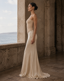 Kassidy | Satin Maxi Dress – Evening Strapless Corset Lace Bust Floor Length