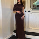 Kataleya | Draped Maxi Dress – Evening Asymmetric Cape Shoulder Ruched Waist