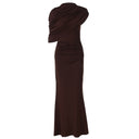 Kataleya | Draped Maxi Dress – Evening Asymmetric Cape Shoulder Ruched Waist