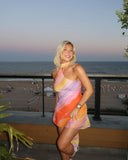 Katalina | Abstract Print Halter Neck Mini – Scarf Neck Summer Holiday Dress
