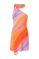 Katalina | Abstract Print Halter Neck Mini – Scarf Neck Summer Holiday Dress