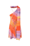 Katalina | Abstract Print Halter Neck Mini – Scarf Neck Summer Holiday Dress