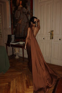 Katelyn | Cape Maxi Dress – Evening Halter Neck Sleeveless Open Back Long Train