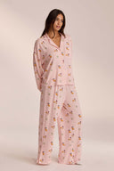 Kathryn | Breakfast Print Pajama Set – Sleepwear Notch Collar Long Sleeve Pants