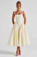 Kaydence | Gingham Square Neck Midi – Corset Bodice Full Skirt Summer Dress
