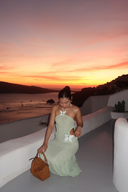 Kaylani | Mesh Halter Maxi Dress – Butterfly Applique Cut Out Side Formal Evening Gown