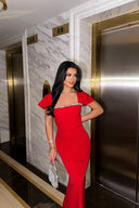 Keira | Square Neck Embellished Maxi – Cap Sleeve Bodycon Formal Evening Dress