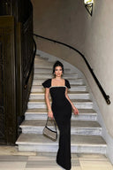 Keira | Square Neck Embellished Maxi – Cap Sleeve Bodycon Formal Evening Dress