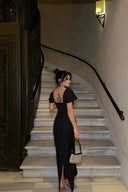Keira | Square Neck Embellished Maxi – Cap Sleeve Bodycon Formal Evening Dress