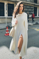 Kendra | Longline Fuzzy Cardigan – Open Front Bell Sleeve Maxi Length
