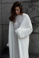 Kendra | Longline Fuzzy Cardigan – Open Front Bell Sleeve Maxi Length