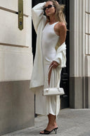Kendra | Longline Fuzzy Cardigan – Open Front Bell Sleeve Maxi Length