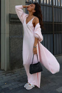 Kendra | Longline Fuzzy Cardigan – Open Front Bell Sleeve Maxi Length
