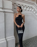 Kennedy | Ruched Maxi – One Shoulder Rose Detail Body-Con Formal Evening Dress