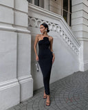 Kennedy | Ruched Maxi – One Shoulder Rose Detail Body-Con Formal Evening Dress